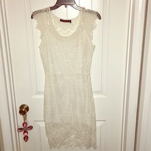 White bodycon lace dress